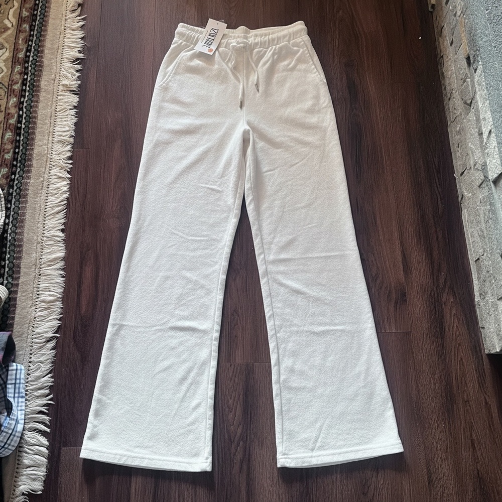 12th Tribe White Women's Terrycloth Drawstring Pants Size M - Picture 2 of 7